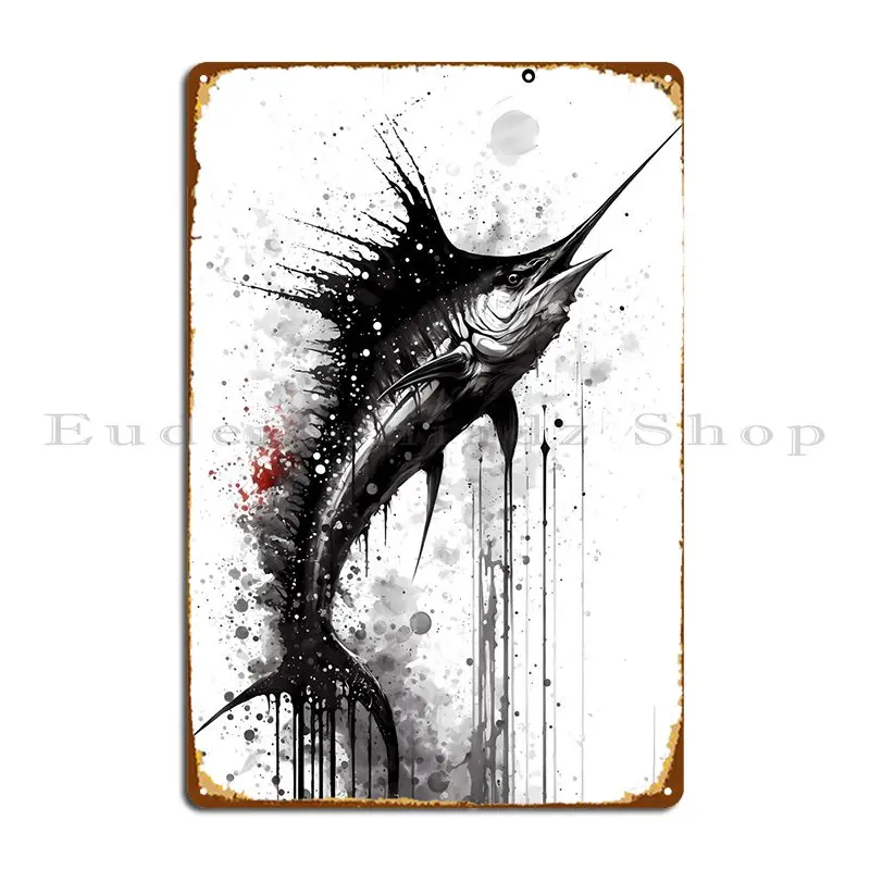 

Black Marlin Ink Painting Metal Sign Pub Printing Personalized Design Classic Tin Sign Poster