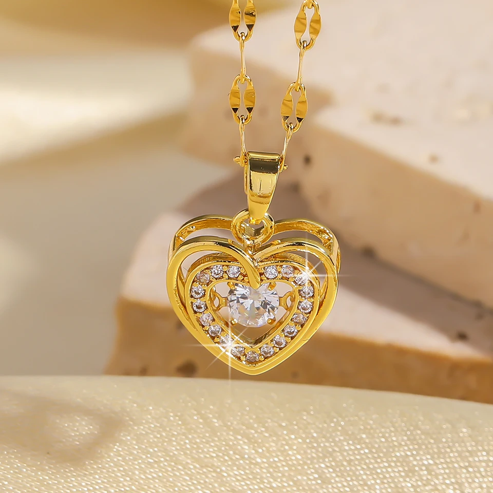 Роскошное ожерелье с подвеской в форме сердца простое из нержавеющей стали