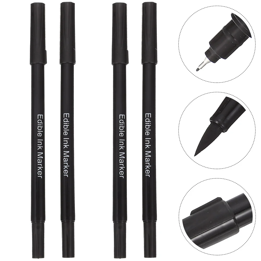 

4pcs Markers Pastry Edible Markers Edible Pens Coloring Markers Professional Edible Pens for Home Kitchen Coloring