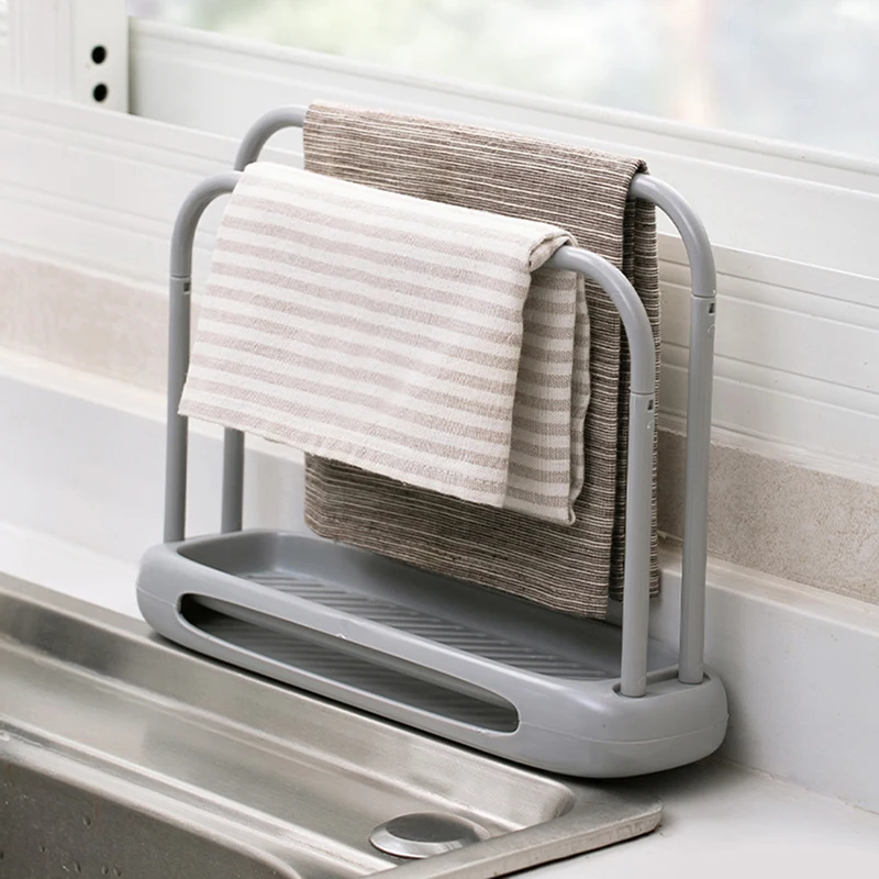 Rag Hanger Sink Sponge Holder Rack Shelf Bathroom Dish Cloth Detachable Organizer