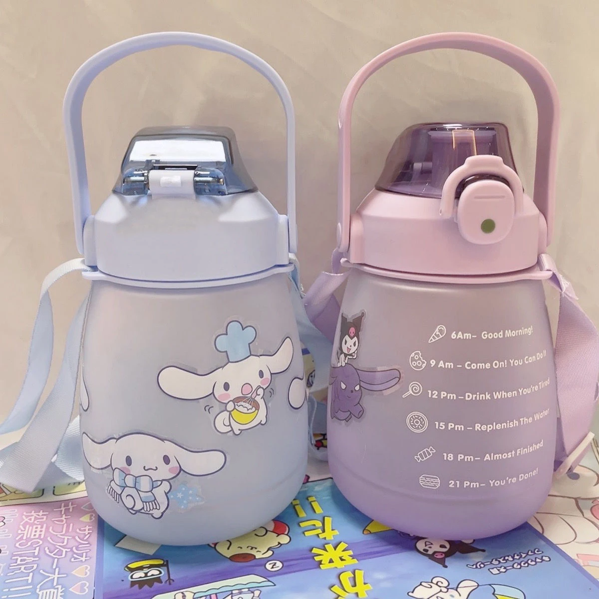 

Kawaii My Melody Kuromi Cinnamoroll Hello Kitty большая чашка для живота симпатичный портативный чайник высокая цена чашка для питья с соломинкой