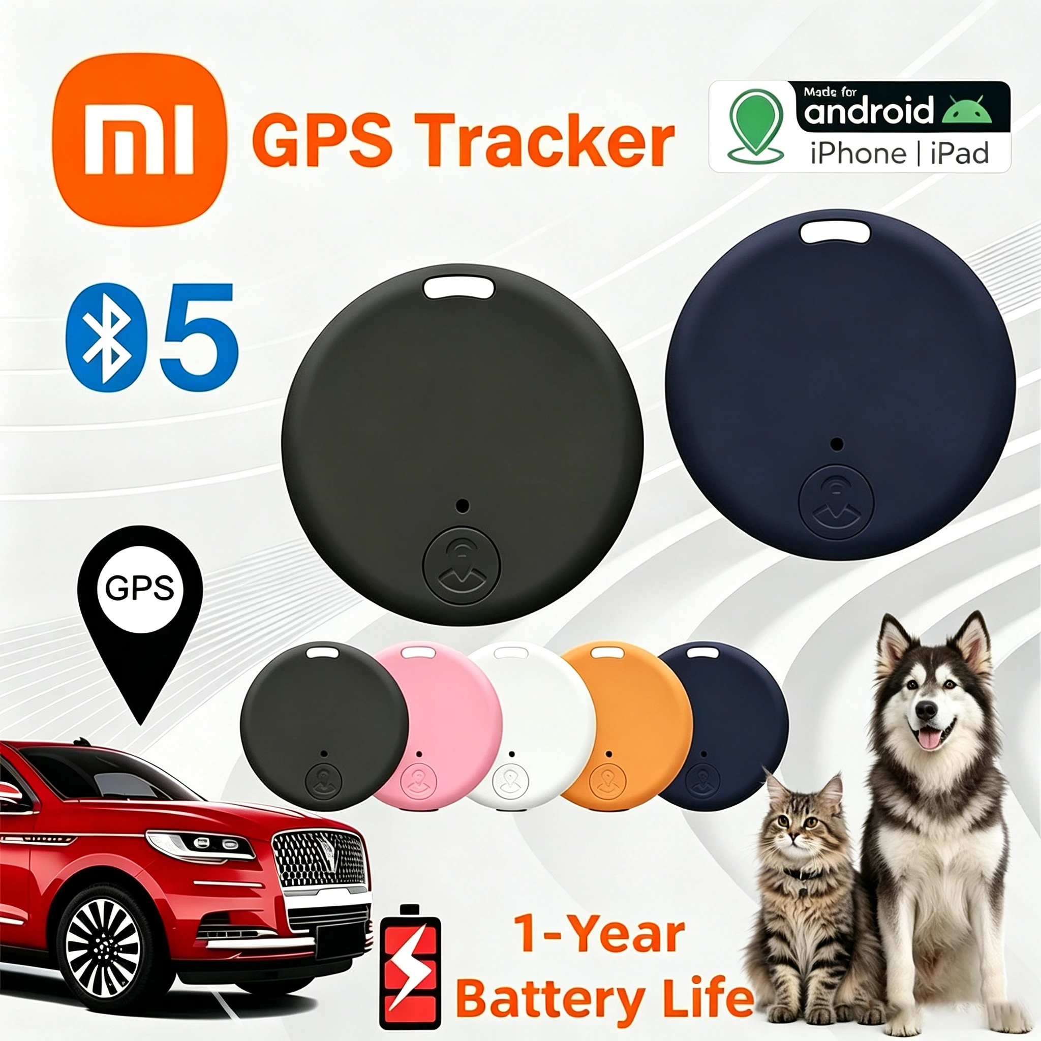 Фото GPS-трекер Xiaomi с Bluetooth 5.0, умный трекер для предотвращения потерь, локатор для домашних животных, детей, ключей, сумок, кошельков, устройство для отслеживания для iOS и Android №1