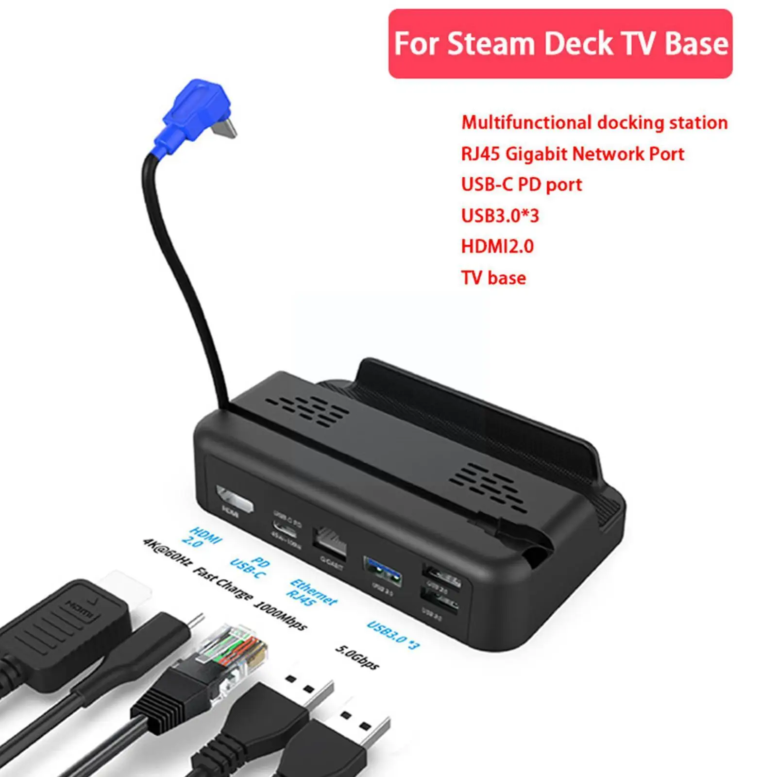 

5 в 1 базовая подставка для телевизионной станции Steam Deck TV Base 4K HDMI выход зарядный порт и 3 USB 3,0 порт передачи данных s док-станция стан R3G1