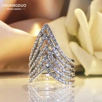 hot selling exaggerated oversized crown ring micro inlaid shiny zircon 5 row ring best trendy jewelry anniversary girl gift