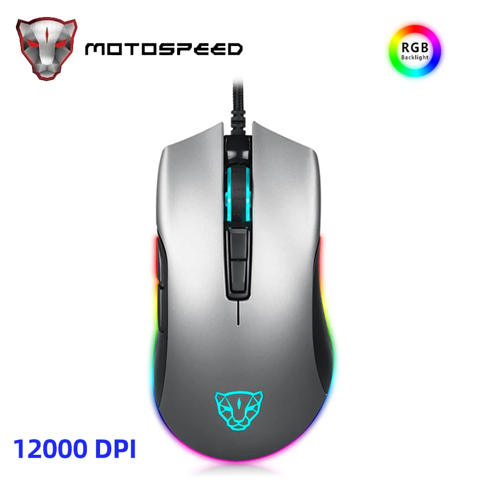 Motospeed V70 Gaming Mouse 6400DPI 7Buttons RGB LED Backlight USB Wired Customize Macro Programming For Computer Notebook Laptop