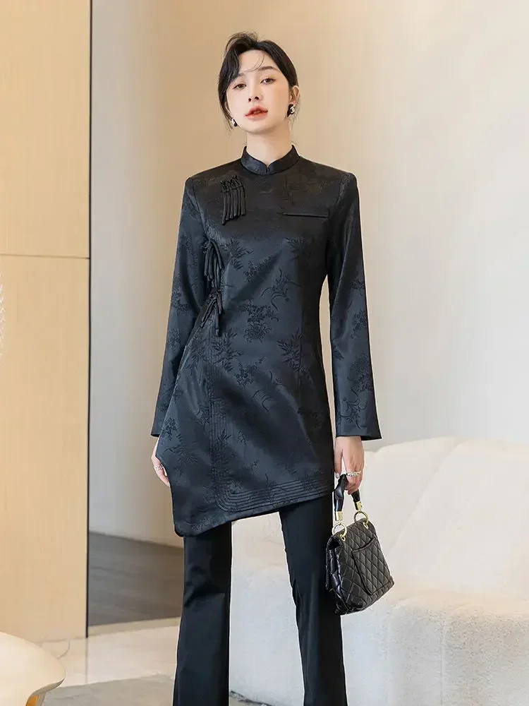 Черное платье Ципао Cheongsam Chi-pao улучшает женскую одежду традиционное китайское