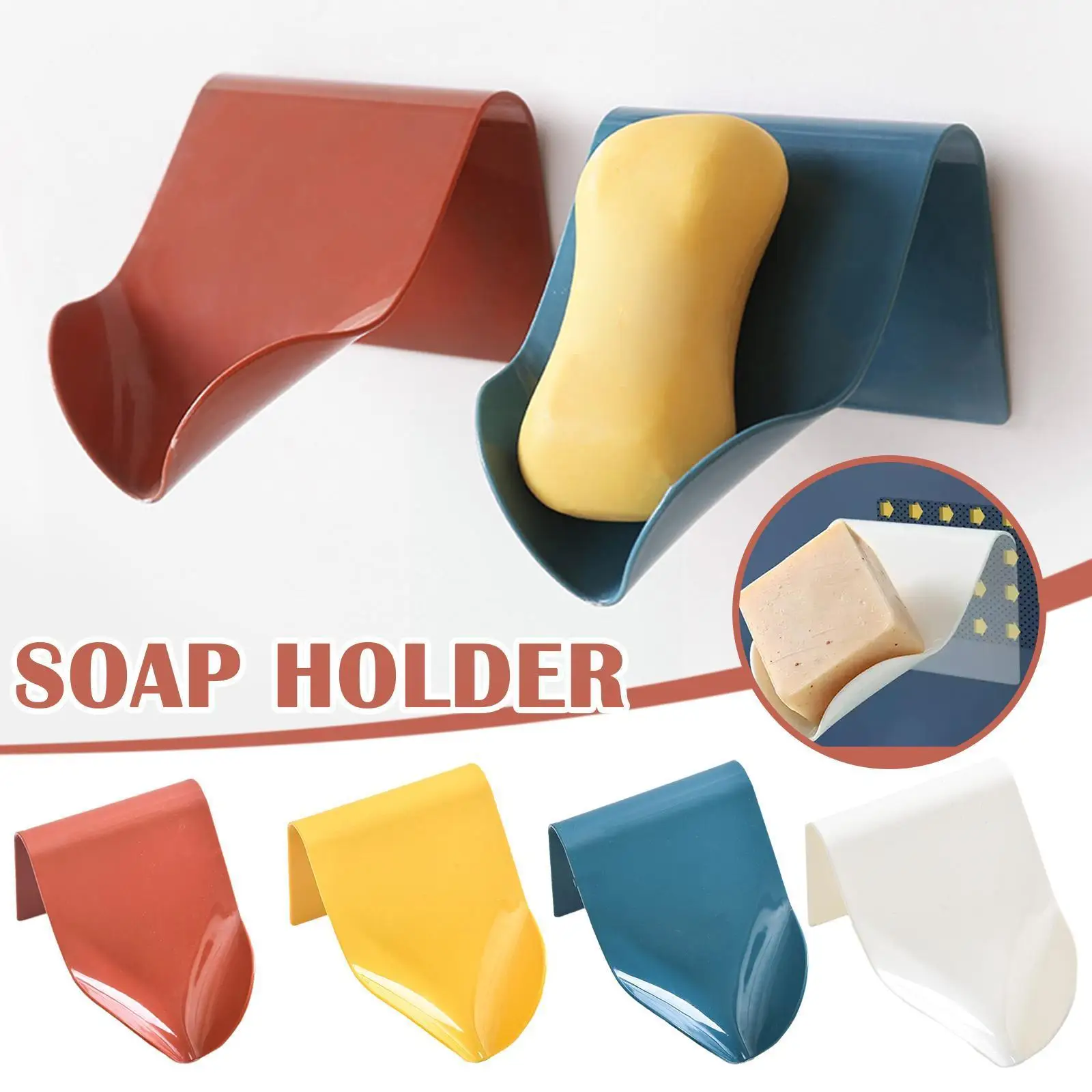 

Soap Holder Bathroom Shower Soap Dish Shower Plates Holder Wall Self Storage Adhesive Mounted Supplies Box Soap Drain With P5j3