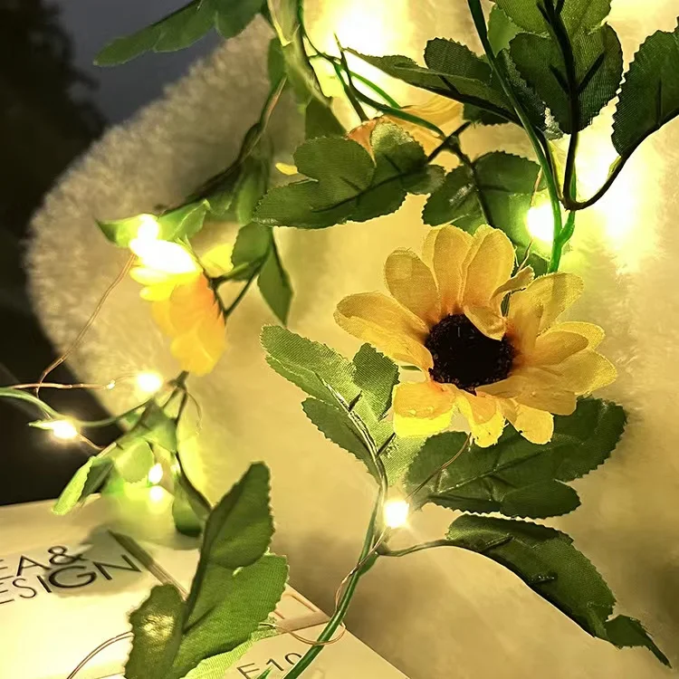 

Sunflower string lamp, artificial grape fairy tale lamp, battery powered Christmas tree wreath lampfor weedingand homedecoration
