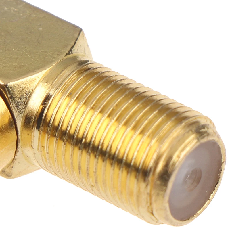 2PCS Copper Gold plated F Male Plug to F Female Jack Right Angle Adapter 90 Degree Coax TV F Connector images - 6