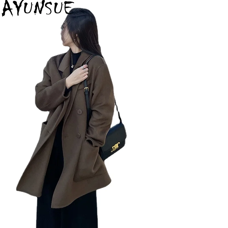 

Ayunsue 100% Wool Coat Women's Winter Jacket Double-Faced Cashmere Coat Women Clothes Mid-length Female Overcoat Casaco Feminino