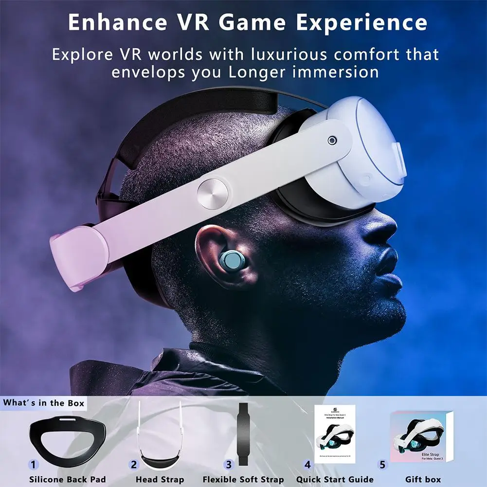 

Head Strap For Meta Quest 3 360 Rotatable Knob Adjustable Alternative Head Strap Balanced Head Pressure Strap VR Accessorie G1I3