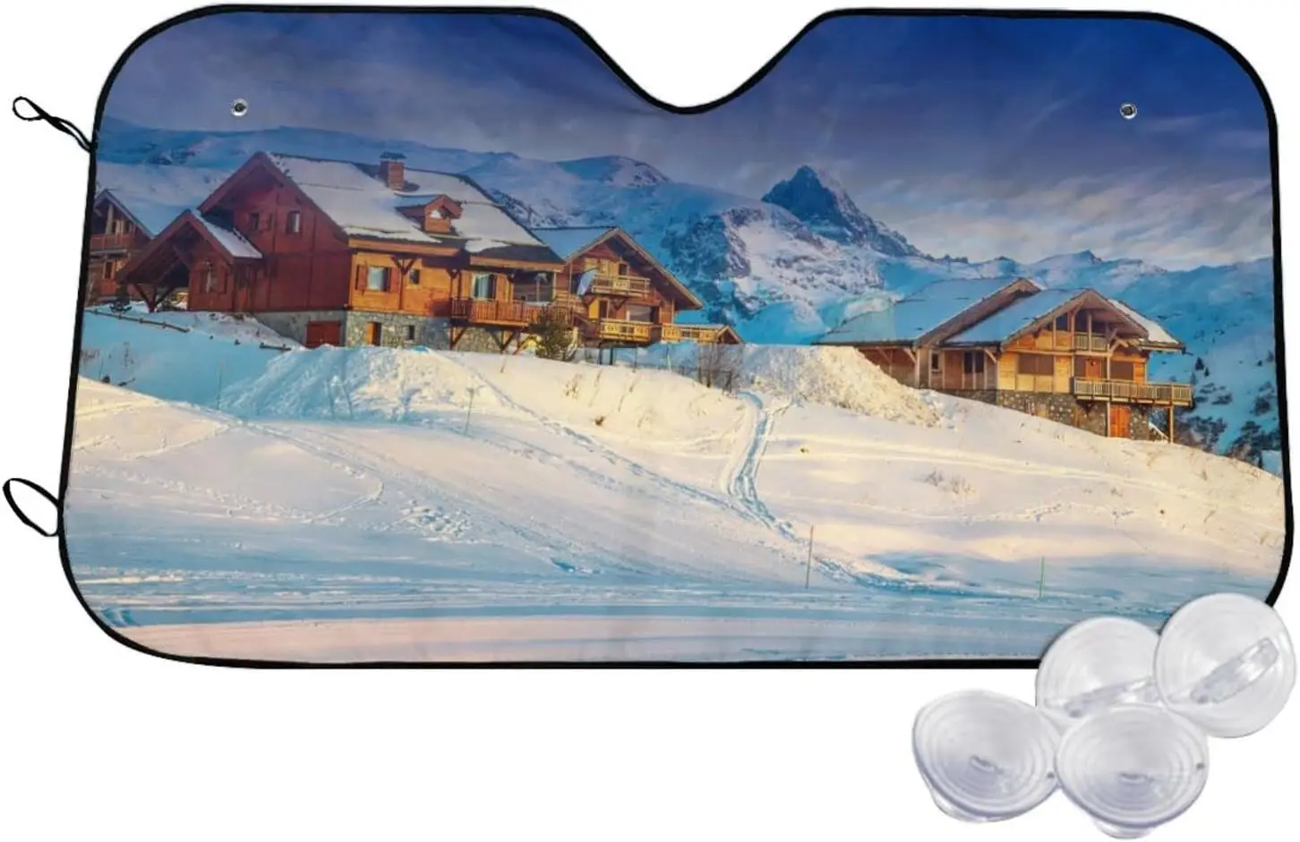 

Sunset Landscape Ski Resort Sun Shade Front Window Sunshade for Most Sedans SUV Blocks Max Uv Rays and Keep Your Vehicle Cool