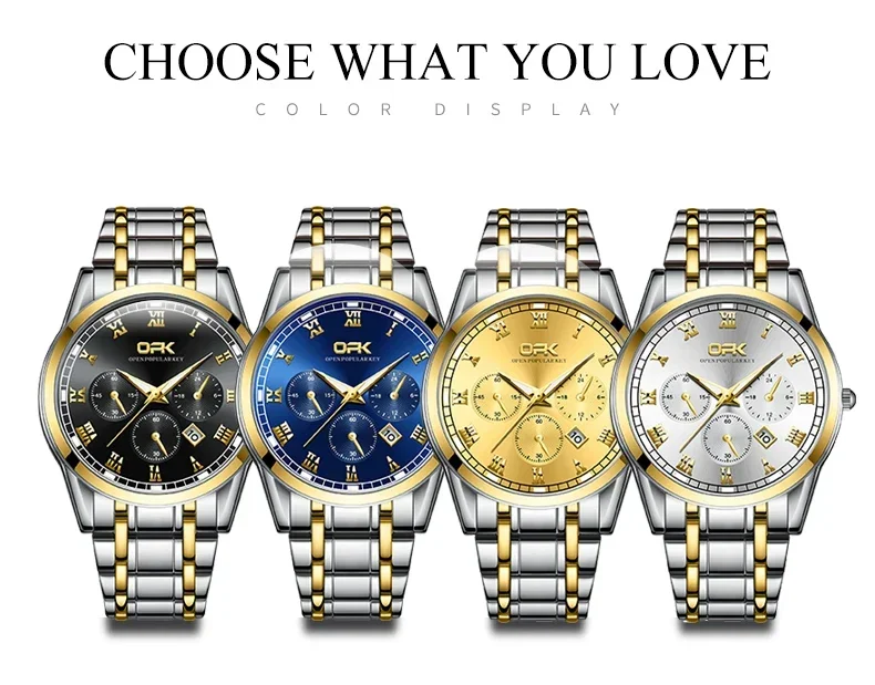 OPK 8119 Men's Watches Simple Casual Original Quartz For Man Waterproof Stainleess Steel Luminous Relogios Masculino