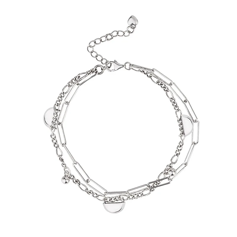 

Japan and Korea New S925 Sterling Silver Bracelet Women's Fashion Creative Vintage Geometric Half-moon Thai Silver Bracelet