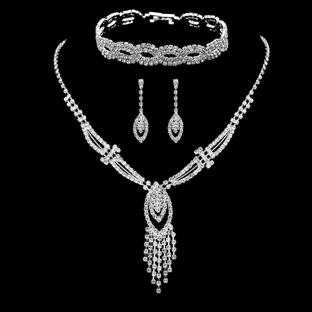 Новый комплект ювелирных изделий в европейском стиле из трех предметов ожерелье