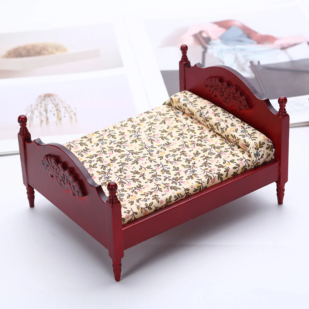 

Creative DIY Mini Doll Bed House Decoration European Bed Handmade Craft Decorative Furniture Craft Supplies