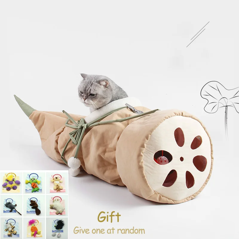 

Cat Tunnel Lotus Root Shaped Puppy Collapsible Soft Pet Bed House Interactive Cat Toys Funny Kitten Hammock Pets Supplies