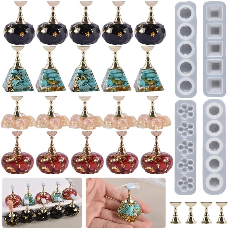

Fake Nails Tips Practice Holder Resin Mold for Press On Nails,Crystal Epoxy Mold DIY Nail Display Stand Silicone Mold