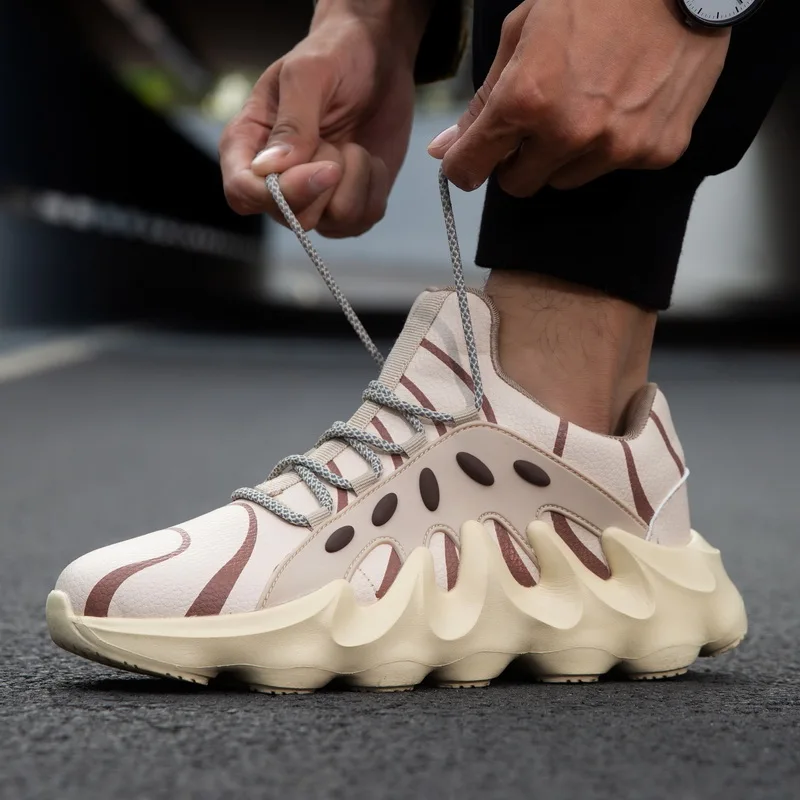 Fashion Running Shoes Men Soft Rubber Platform Casual Sport Sneakers Reflective Zapatillas Running Jogging Footwear