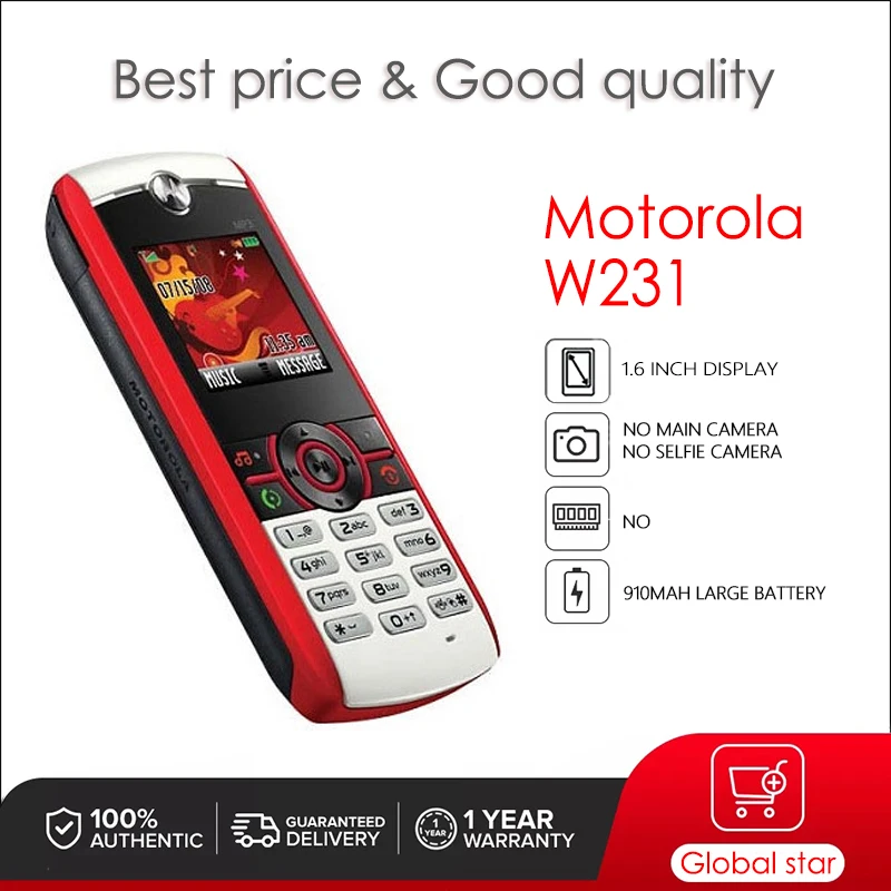 Motorola W231 Восстановленный-оригинальный телефон с диагональю 1 6 дюйма бесплатная
