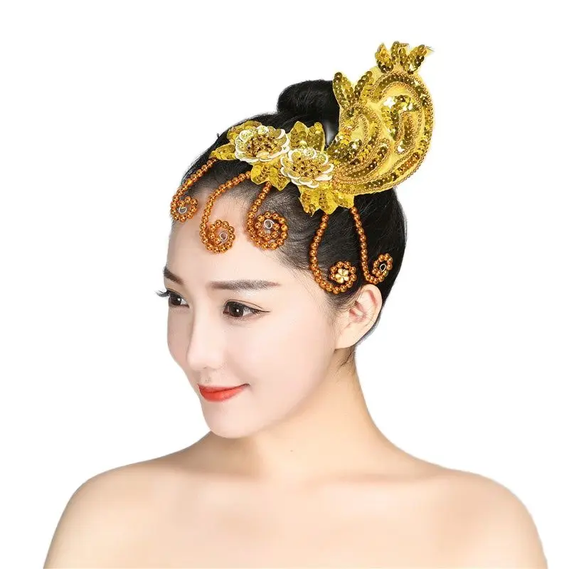 

Dance Headdress Square Headpiece Modern Opening Song Stage Performance Dancing Head Flower Girl Rave Festival Accessories