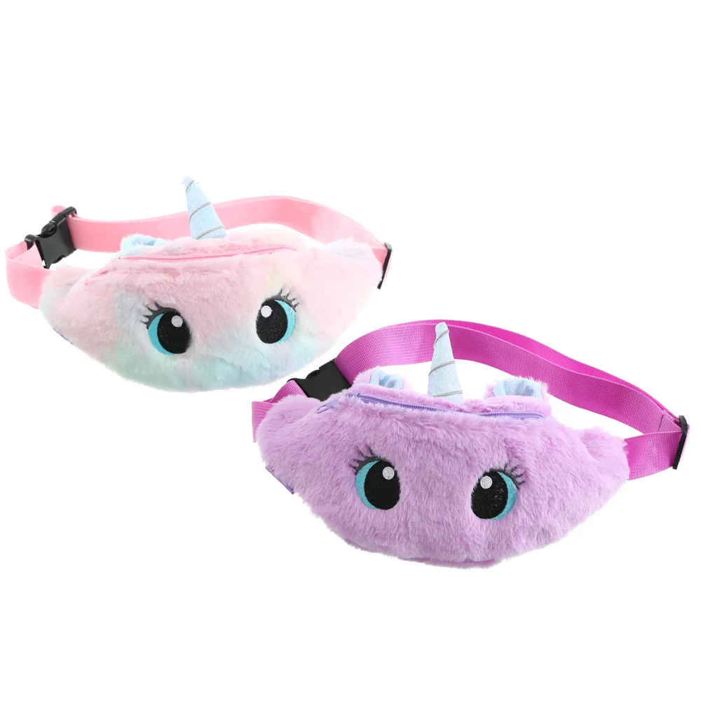 

Children's Fanny Pack Cute Unicorn Plush Belt Gradient Chest Bag Cartoon Coin Purse Travel Chest Bag Girl Shoulder Bag Waist Bag