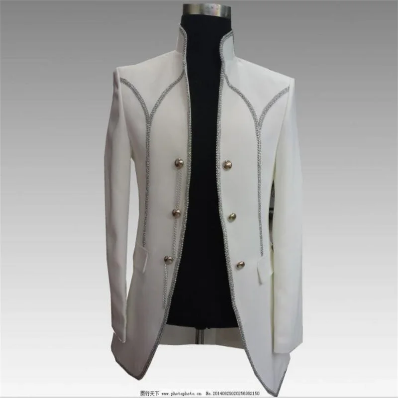 White blazer men suits designs jacket mens stage costumes for singers clothes dance star style dress punk rock masculino palace