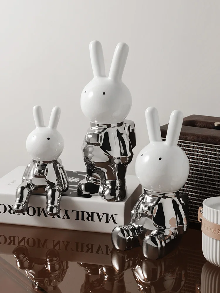 

Украшение в виде астронавтов, домашний декор, крыльцо, винный шкаф, кролик, украшения для гостиной, керамические гальванические Креативные ...
