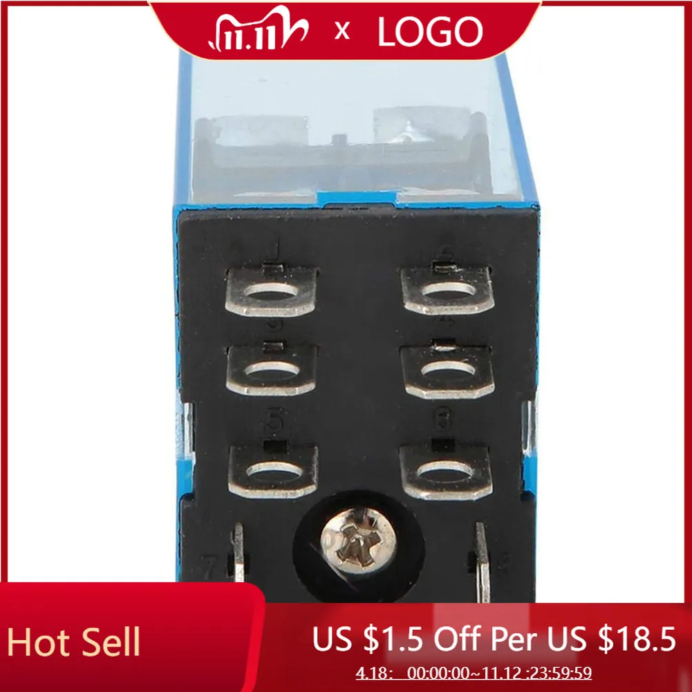 

DPDT Relay HH62P-L Silver Contacts W/ Transparent Shell With Socket 10A 12VDC 8-Pin Relay Socket Base