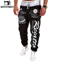 kenntrice elastic waist pants lacing mens loose sport trousers hip hop style outdoor casual sweatpants harem streetwear male