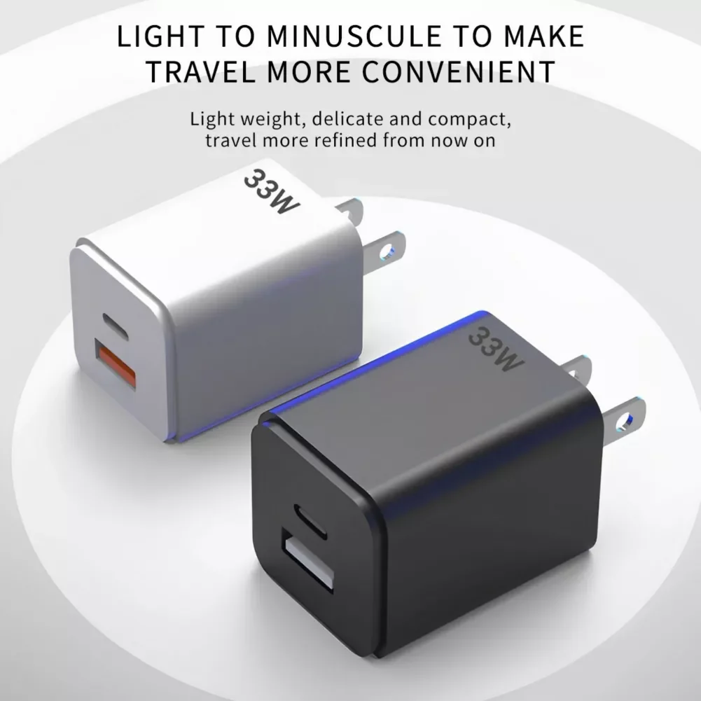 

NEW2023 33W USB Type C Charger 13 14 USBA+C QC3.0 Dual Port GaN Charger Portable Travel Fast PD Charger for iPad Pro/Air/Mini