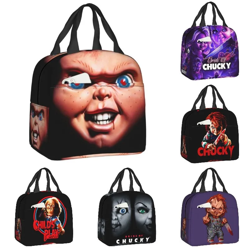 

Horror Killer Chucky Insulated Lunch Bag for Camping Travel Child's Play Movie Leakproof Thermal Cooler Bento Box Women Children