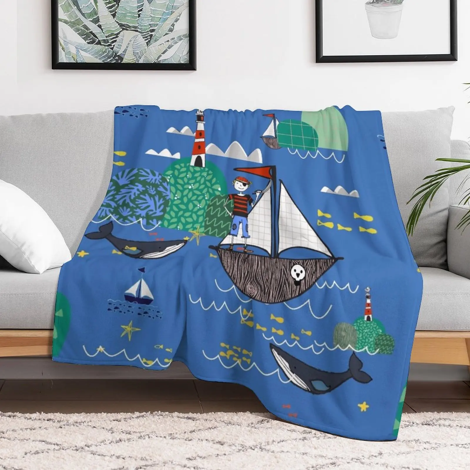Пираты Ahoy Blue Плед Волосы Мягкие Самые Одеяла