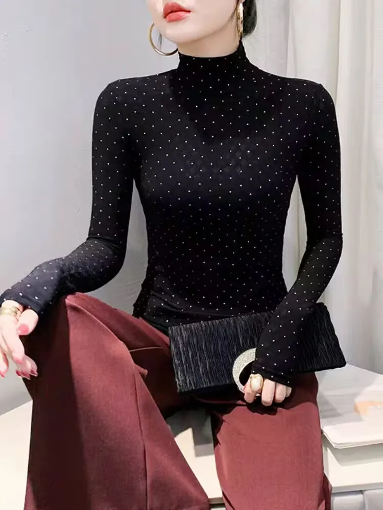 Новое поступление 2025 комплект с бриллиантами женский осенне-зимний пуловер S-4XL