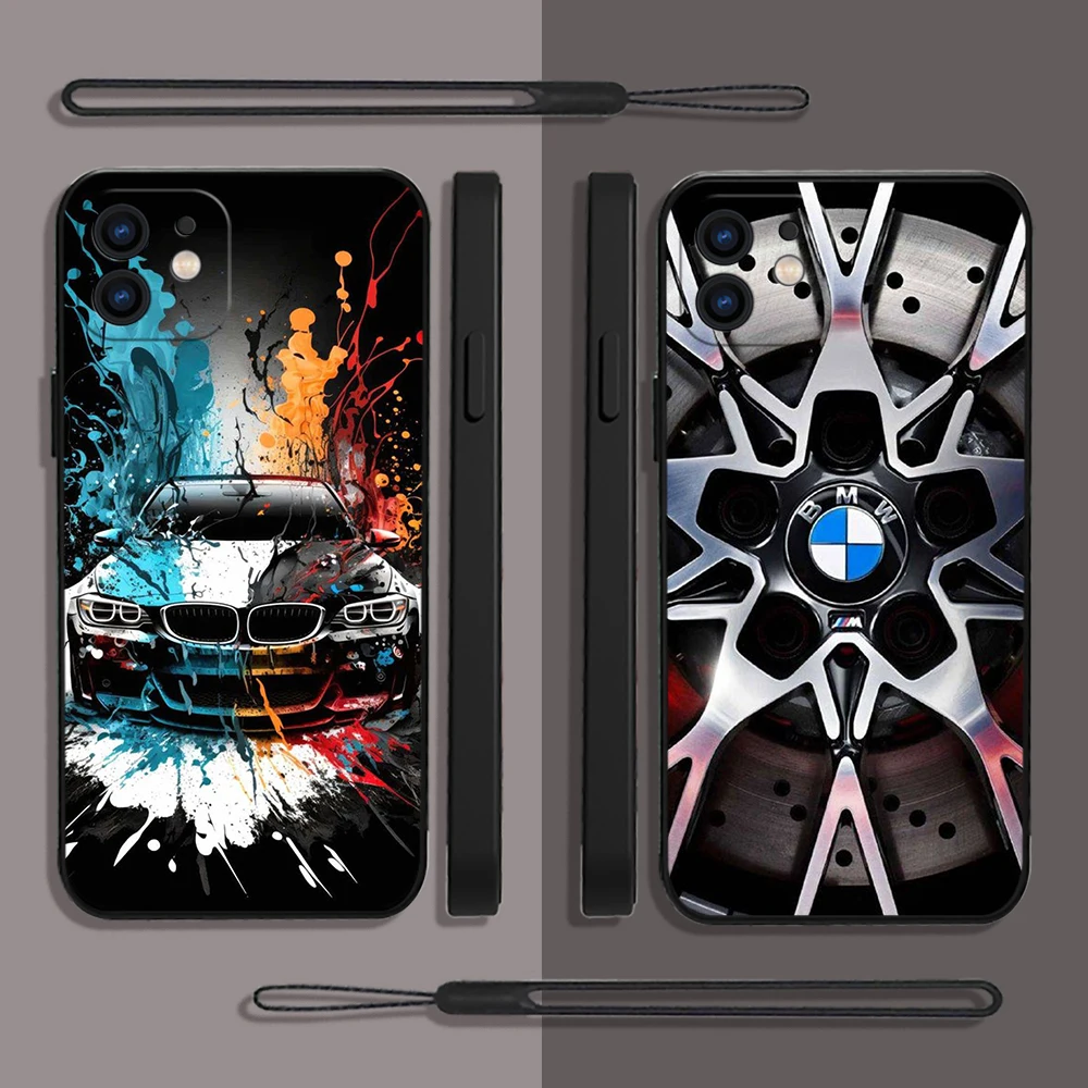 

Luxury Famous Brand Car BMW Phone Case For Samsung Galaxy S23 S22 S21 S20 Ultra Plus FE S10 Note 20 Plus With Lanyard Cover