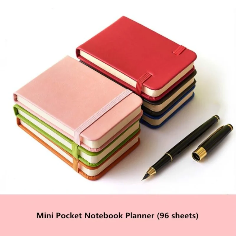 

96 Sheets A7 Leather Mini Pocket Notebook Fruit Color Journal Agenda Monthly Weekly Daily Planner Study Work To Do Memo Pads