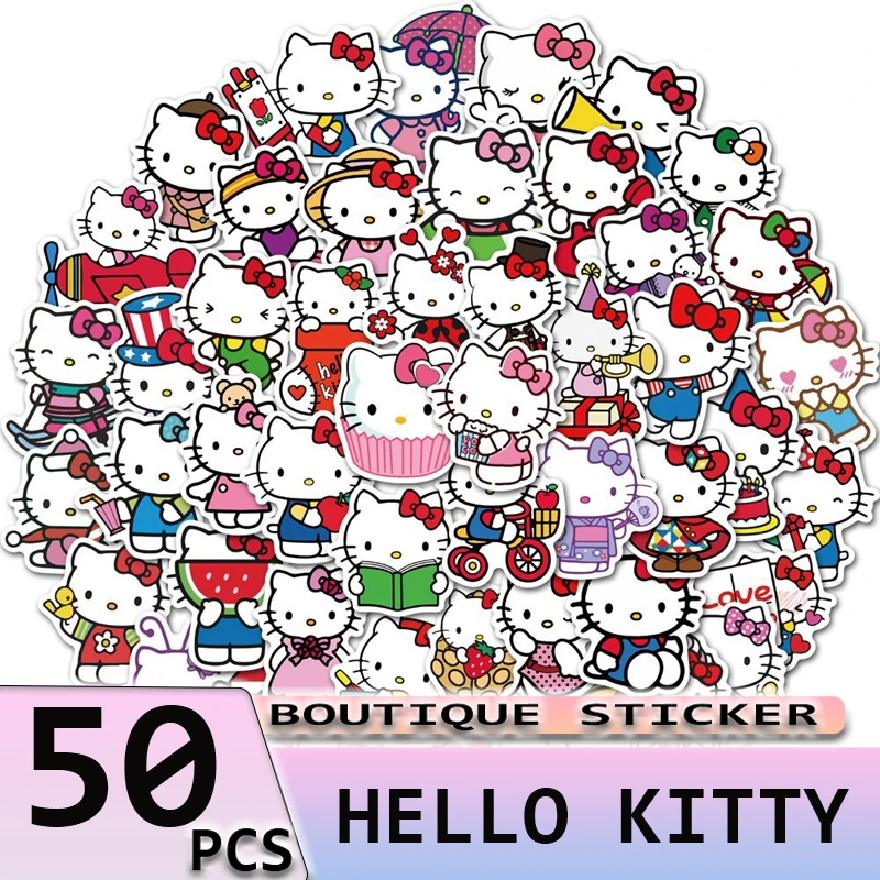 50 шт. водостойкие наклейки Kuromi Hello Kitty Mymelody Cinnamoroll для ноутбука |