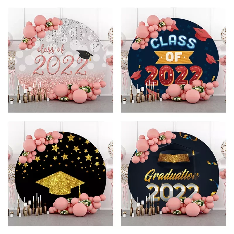 

Free Personalized Round Fabric Backdrop For 2022 Graduation Congrats Party Wall Background Round Circle Backdrop With Elastic