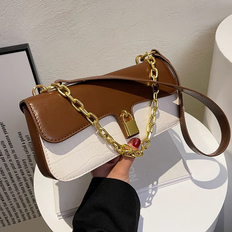 

2022 New Contrast Color Stone Pattern Fashion Shoulder Bag High Quality Ladies Small Square Bag Versatile Messenger Bag Women