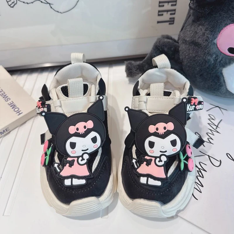 

Kawaii Sanrios Kuromi Spring and Autumn Black Sneakers Cartoon Girl Primary School Students' Non-Slip Breathable Casual Shoes