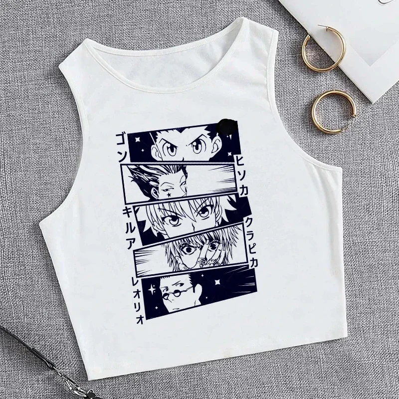 Укороченный топ футболка Hunter X майка укороченный в стиле Харадзюку мультяшная