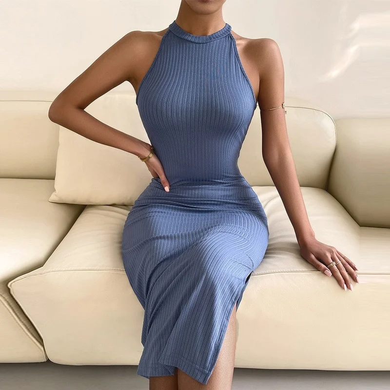 YEMOGGY Skinny Knit Hips Hem Slit 