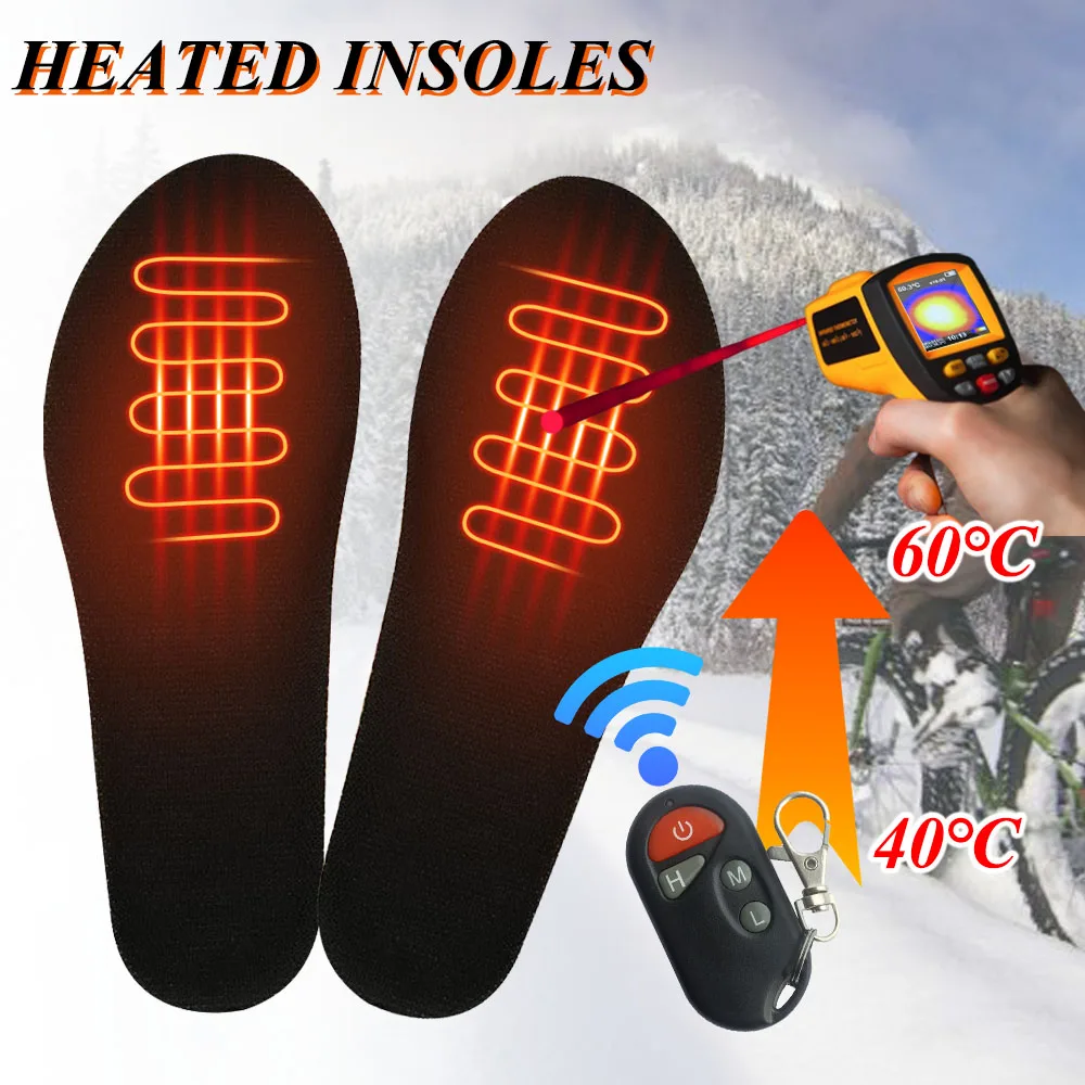 2000mAh Remote Control Heating Insole with Rechargeable Battery Heated Insoles Winter Shoes Pads For Ski Hunting Size-EUR35-46#