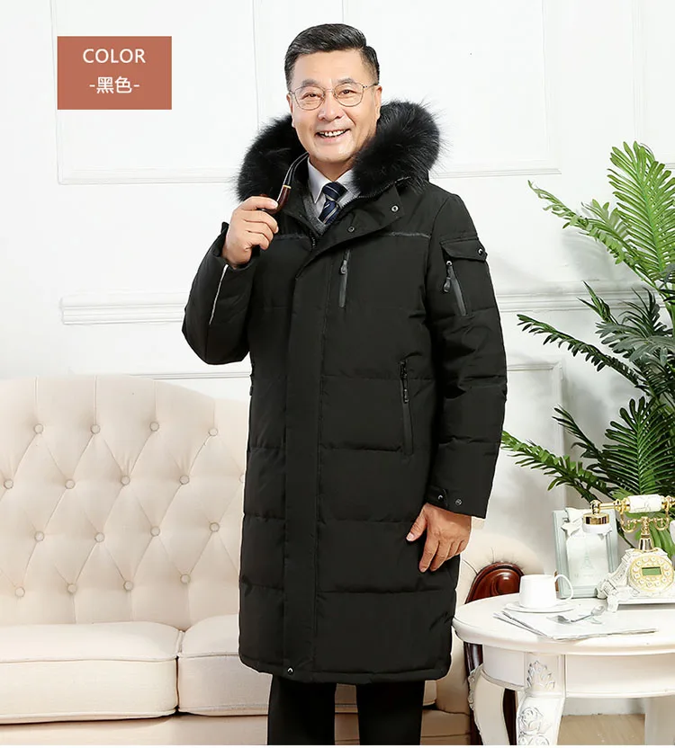 2023 Man's Duck Down Coat & Parkas with Real Fur Collar Hoodie Long Jacket for Father Dad's Winter Clothing 3XL 4XL 5XL xxxxxl