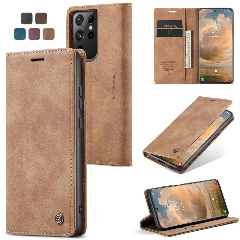 

Slim Leather Wallet Case Cards Flip Cover For Samsung Galaxy M32 M40s M23 M13 M21s A80 A50s A24 F41 A04s S10 Magnetic Phone Case