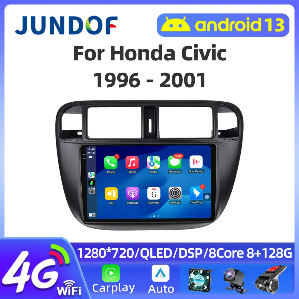 2 din Android 13 автомобильный радиоприемник мультимедийный видеоплеер для Honda Civic 1996-2001