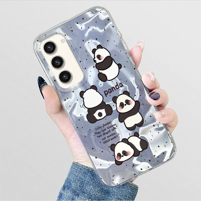 Feather Yarn Phone Case For Samsung Galaxy S23 SM-S908 Laser Flash Coque Soft Silicone TPU Painted Cute Printed Back Cover Funda