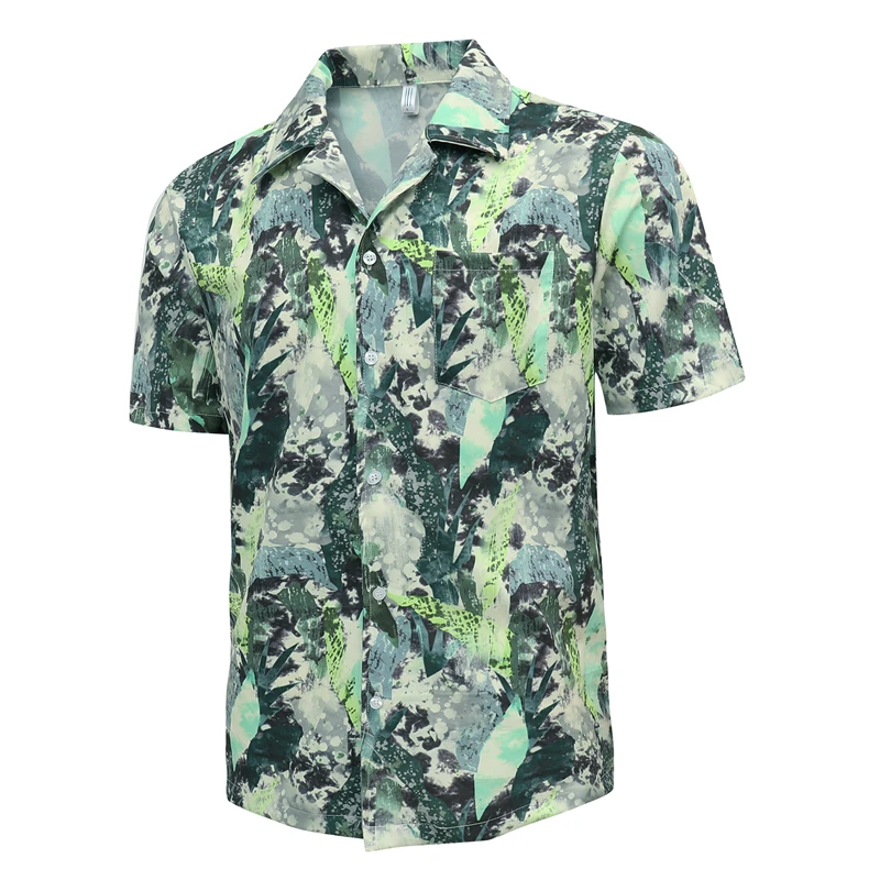 Summer Men Printed Shirt Short Sleeve Turn-down Collar Streetwear Chic Loose Mens Hawaiian Shirts  Vacation Camisa Men Clothing