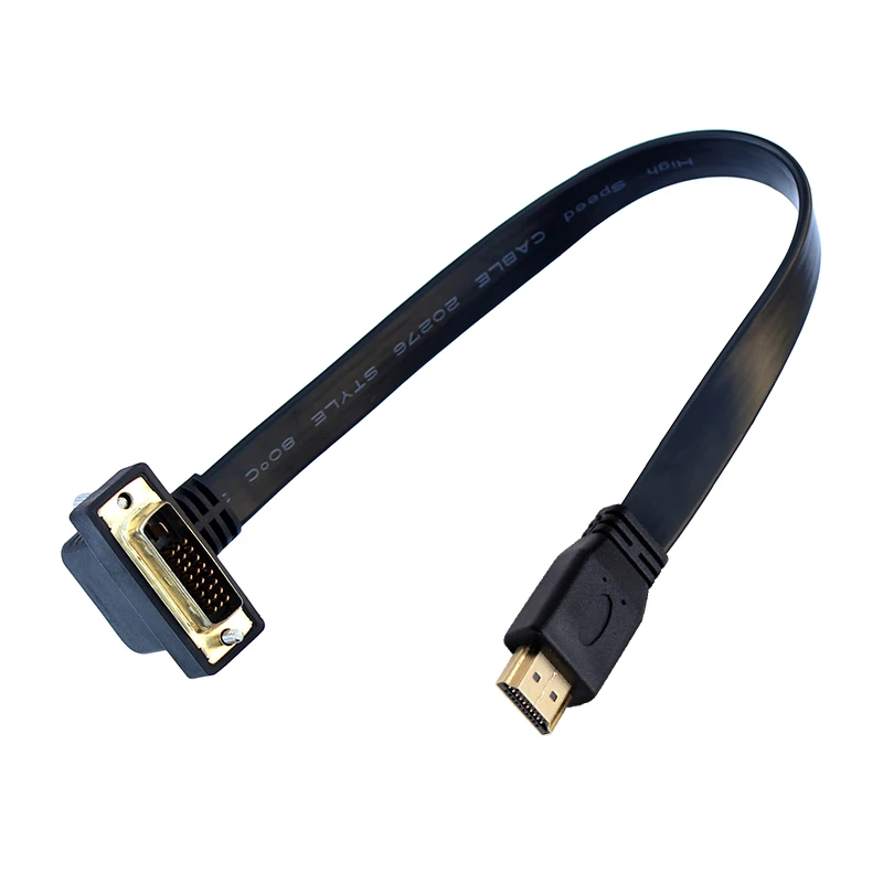 

25CM HD A Male to DVI-D Male Angled Short HD-compatible Adaptor Cable for LCD PC HDTV Projector