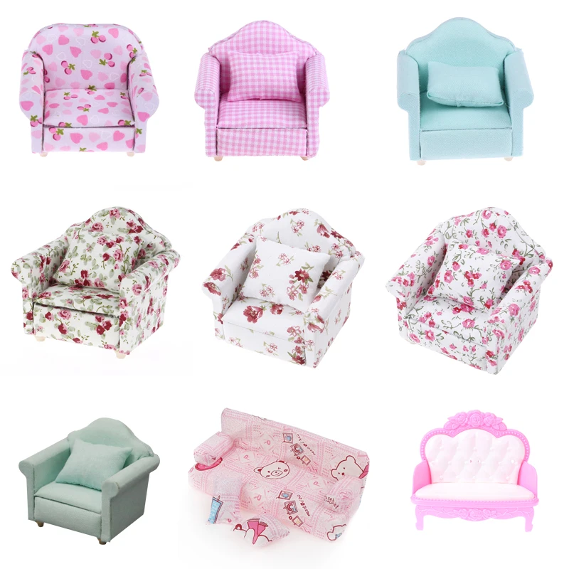 

1:12 Miniature Doll House Mini Cute Sofa or Pillows For Dolls Children Simulation Dollhouse Furniture Toys